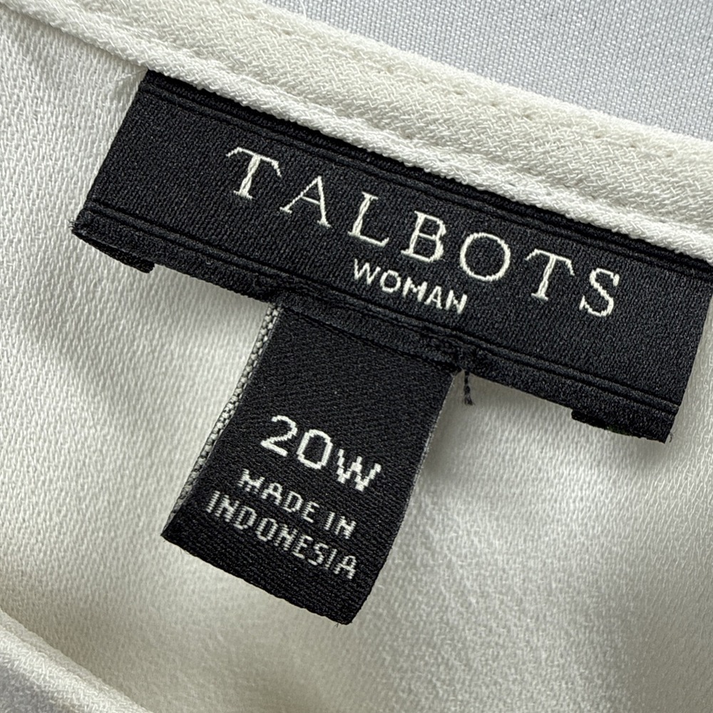 Talbots Women's Blouse Top Size‎ 20W Solid Ivory Minimalist 3/4 Sleeve Side Tie - Picture 2 of 9